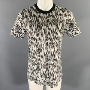 LANVIN Size M White Black Abstract Cotton Blend T-shirt